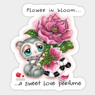 Flower in bloom... a sweet love perfume Sticker